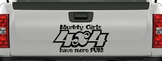 Muddy Girls 4X4 have More Fun Funny Off Road Car or Truck Window Decal Sticker (Black)