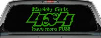 Muddy Girls 4X4 have More Fun Funny Off Road Car or Truck Window Decal Sticker (Lime)