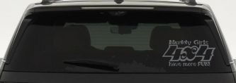 Muddy Girls 4X4 have More Fun Funny Off Road Car or Truck Window Decal Sticker (Silver)