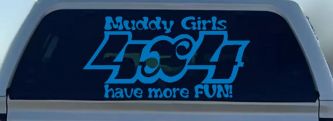 Muddy Girls 4X4 have More Fun Funny Off Road Car or Truck Window Decal Sticker (Sky Blue)