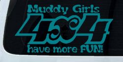 Muddy Girls 4X4 have More Fun Funny Off Road Car or Truck Window Decal Sticker (Turquoise Blue)