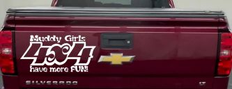 Muddy Girls 4X4 have More Fun Funny Off Road Car or Truck Window Decal Sticker (White)