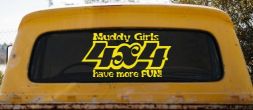 Muddy Girls 4X4 have More Fun Funny Off Road Car or Truck Window Decal Sticker (Yellow)