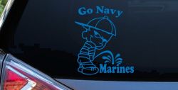 Go Navy Pee On Marines Car or Truck Window Decal Sticker (Sky Blue)