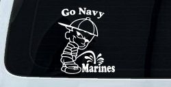 Go Navy Pee On Marines Car or Truck Window Decal Sticker