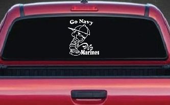 Go Navy Pee On Marines Car or Truck Window Decal Sticker