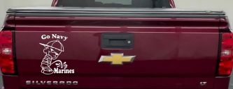 Go Navy Beat Marines Decal Funny Car Truck Window Sticker (White)