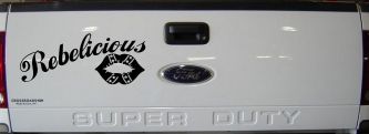 Rebelicious Dixie Lips Car or Truck Window Decal Sticker (Black)