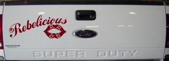 Rebelicious Dixie Lips Car or Truck Window Decal Sticker (Burgundy)