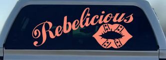 Rebelicious Dixie Lips Car or Truck Window Decal Sticker (Coral)