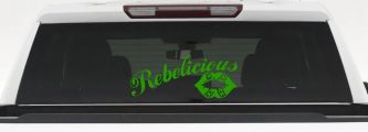 Rebelicious Dixie Lips Car or Truck Window Decal Sticker (Lime)