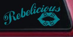 Rebelicious Dixie Lips Car or Truck Window Decal Sticker (Turquoise Blue)