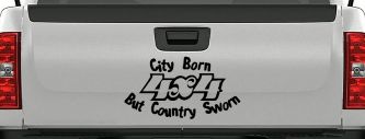 City Born But Country Sworn 4X4 Off Road Car or Truck Window Decal Sticker (Black)