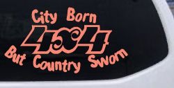 City Born But Country Sworn 4X4 Off Road Car or Truck Window Decal Sticker (Coral)