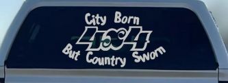 City Born But Country Sworn 4X4 Off Road Car or Truck Window Decal Sticker (Light Gray)