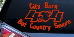 City Born But Country Sworn 4X4 Off Road Car or Truck Window Decal Sticker (Orange Red)