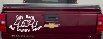 City Born But Country Sworn 4X4 Off Road Car or Truck Window Decal Sticker (White)