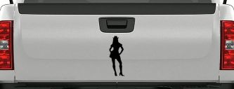 Cowgirl in Skirt Car or Truck Window Decal Sticker (Black)