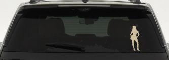 Cowgirl in Skirt Car or Truck Window Decal Sticker (Desert Sand)