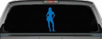Cowgirl in Skirt Car or Truck Window Decal Sticker (Sky Blue)