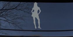 Cowgirl in Skirt Car or Truck Window Decal Sticker (Telegrey)