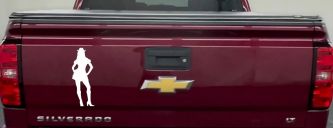 Cowgirl in Skirt Car or Truck Window Decal Sticker (White)