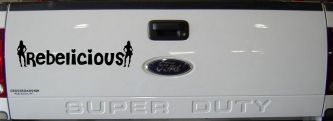 Rebelicious Cowgirl Country Girl Car or Truck Window Decal Sticker (Black)