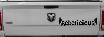 Rebelicious Cowgirl Country Girl Car or Truck Window Decal Sticker (Black)