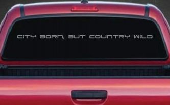 City Born But Country Wild Car or Truck Window Decal Sticker (Telegrey)