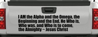 Alpha Omega Almighty Jesus Christ Christian Car or Truck Window Decal Sticker (Black)