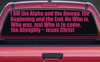 I AM the Alpha and the Omega Christian Car or Truck Vinyl Window Decal Sticker (Hot Pink)
