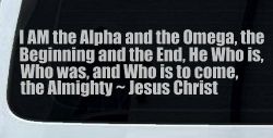Alpha Omega Almighty Jesus Christ Christian Car or Truck Window Decal Sticker (Light Gray)