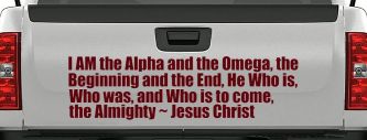 Alpha Omega Almighty Jesus Christ Christian Car or Truck Window Decal Sticker (Purple Red)
