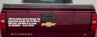 Alpha Omega Almighty Jesus Christ Christian Car or Truck Window Decal Sticker (White)