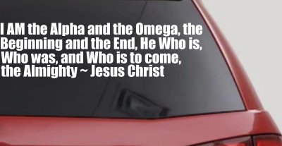 I AM the Alpha and the Omega Christian Car or Truck Vinyl Window Decal Sticker
