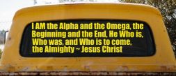 Alpha Omega Almighty Jesus Christ Christian Car or Truck Window Decal Sticker (Yellow)