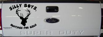 Silly Boys Hunting's for Girls Car or Truck Window Decal Sticker (Black)