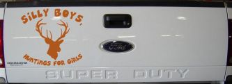 Silly Boys Hunting's for Girls Car or Truck Window Decal Sticker (Nut Brown)