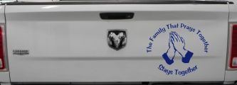 The Family That Prays Together Stays Together Christian Car or Truck Window Decal Sticker (Navy)