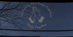 The Family That Prays Together Stays Together Christian Car or Truck Window Decal Sticker (Silver)