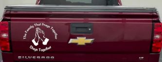 The Family That Prays Together Stays Together Christian Car or Truck Window Decal Sticker (White)