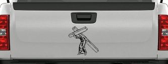 Jesus With The Cross Christian Car or Truck Window Decal Sticker (Black)