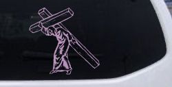 Jesus With The Cross Christian Car or Truck Window Decal Sticker (Lilac)