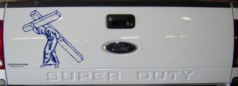 Jesus With The Cross Christian Car or Truck Window Decal Sticker (Navy)