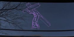 Jesus With The Cross Christian Car or Truck Window Decal Sticker (Purple)