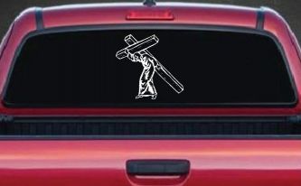 Jesus With The Cross Christian Car or Truck Window Decal Sticker