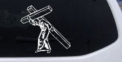 Jesus With The Cross Christian Car or Truck Window Decal Sticker