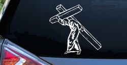 Jesus With The Cross Christian Car or Truck Window Decal Sticker