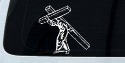 Jesus With The Cross Christian Car or Truck Window Decal Sticker