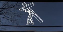 Jesus With The Cross Christian Car or Truck Window Decal Sticker